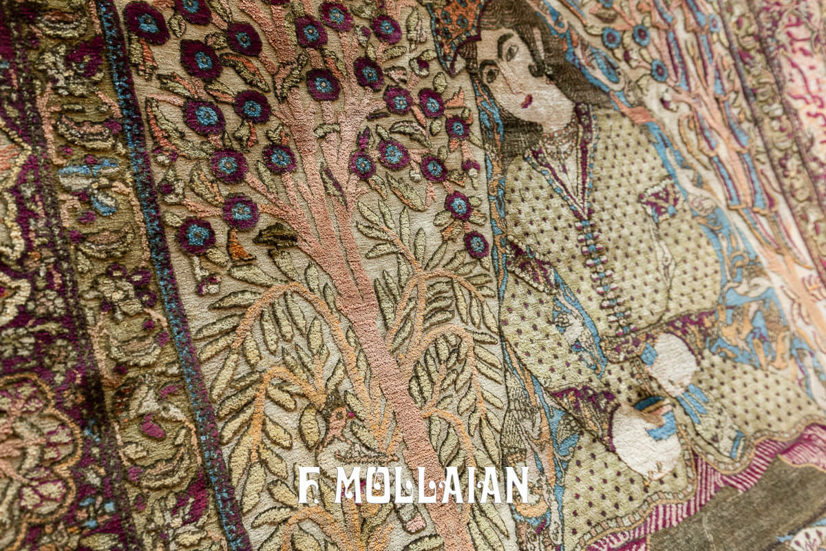 Kashan Mohtasham Pictorial Souf Silk Rug n°:549447